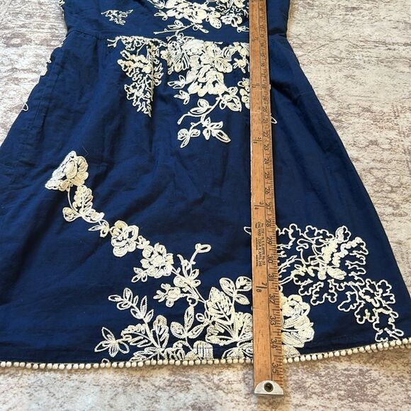 J.CREW Women's Navy Blue Ivory Mirabel Lawn Embroidered Floral Mini Dress Size 6 - Picture 7 of 9